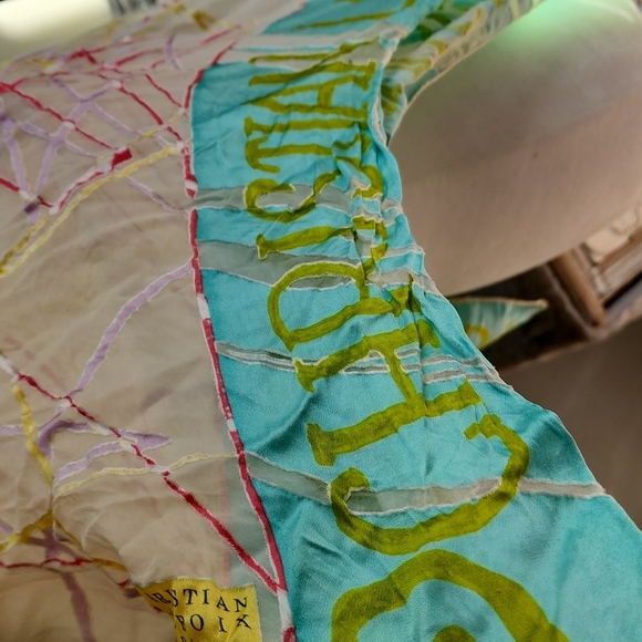 Vintage Christian Lacroix Paris Silk Scarf Sheer with Hearts - Picture 15 of 16